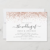 Glam Rose Gold Glitzer Script Wedding Einladung (Vorderseite)