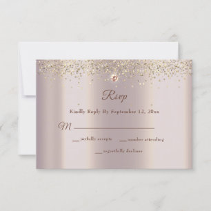 Glam Rose Gold Glitzer Sparkle Wedding RSVP Karte