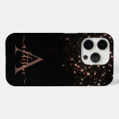 Glam Rose Gold Glitzer Sparkling Elegantes Monogra Case-Mate iPhone Hülle (Rückseite (Horizontal))
