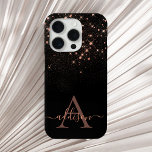Glam Rose Gold Glitzer Sparkling Elegantes Monogra Case-Mate iPhone Hülle<br><div class="desc">Erstellen Sie Ihre eigene personalisierte Schwarz-Rose-Gold-Diamant-Funkeltelefon-Gehäuse mit Ihrem eigenen Monogramm und Namen.</div>