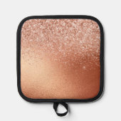 Glam Rose Gold Glitzer Topflappen (Vorderseite)