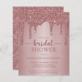 Glam Rose Gold Glitzer Tropfen Brautparty (Vorne/Hinten)