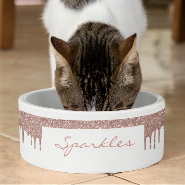 Glam Rose Gold Glitzer Tropfen Chic Pet Dog Napf (Von Creator hochgeladen)