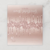 Glam Rose Gold Glitzer Tropfen Elegante Personalis Platzkarte (Außenseite Aufgefaltet)