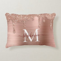 Glam Rose Gold Glitzer Tropfen Elegantes Monogramm