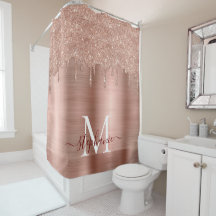 Glam Rose Gold Glitzer Tropfen Elegantes Monogramm