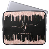 Glam Rose Gold Glitzer Tropfen Mit Monogramm Laptopschutzhülle (Vorderseite)