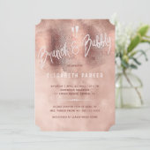Glam Rose Gold Glitzer Typografie Brunch & Bubbly Einladung (Stehend Vorderseite)