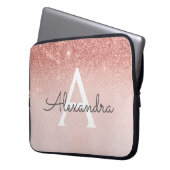 Glam Rose Gold Glitzer und Sparkle Monogramm Laptopschutzhülle (Vorderseite Links)