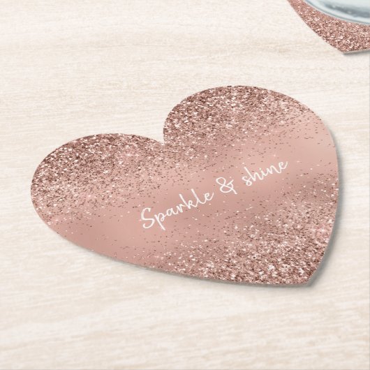 Glam Rose Gold Glitzer Untersetzer (angewinkelt)