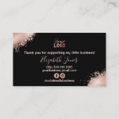 Glam Rose Gold Glitzer Vielen Dank für Ihren Kauf Visitenkarte (Rückseite)