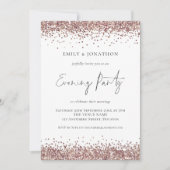 Glam Rose Gold Glitzer Wedding Abend Party Einladung (Vorderseite)