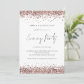 Glam Rose Gold Glitzer Wedding Abend Party Einladung (Stehend Vorderseite)