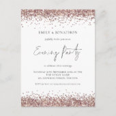 Glam Rose Gold Glitzer Wedding Abend Party Einladungspostkarte (Vorderseite)