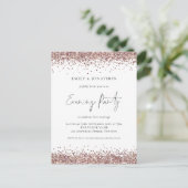 Glam Rose Gold Glitzer Wedding Abend Party Einladungspostkarte (Stehend Vorderseite)