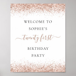 Glam Rose Gold Glitzer Willkommen 21. Geburtstag P Poster