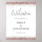 Glam Rose Gold Glitzer Willkommen bei Hochzeit Poster (Vorne)