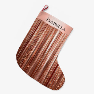 Glam Rose Gold Glitzy Sparkle Name Großer Weihnachtsstrumpf
