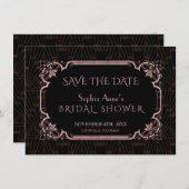 Glam Rose Gold Great Gatsby 20er Brautparty Save The Date (Vorne/Hinten)