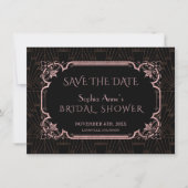 Glam Rose Gold Great Gatsby 20er Brautparty Save The Date (Vorderseite)