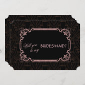 Glam Rose Gold Great Gatsby Be My Bridesmaid Einladung (Vorne/Hinten)