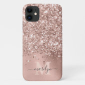 Glam Rose Gold Imitate Glitzer Foil Monogram Case-Mate iPhone Hülle (Rückseite)