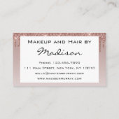 Glam Rose Gold Imitate Glitzer Tropfen Makeup Arti Visitenkarte (Rückseite)