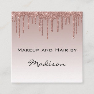 Glam Rose Gold Imitate Glitzer Tropfen Makeup Kün Quadratische Visitenkarte