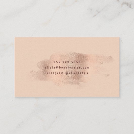 Glam Rose Gold Kupferfolie | Beautician Visitenkarte (Rückseite)