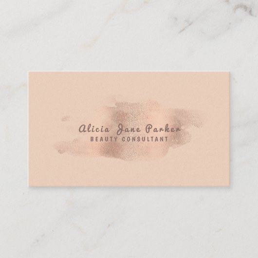 Glam Rose Gold Kupferfolie | Beautician Visitenkarte (Vorderseite)