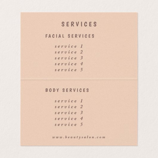 Glam Rose Gold Kupferfolie | Beautician Visitenkarten (Innenseite Aufgefaltet)