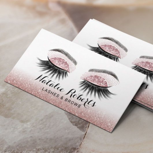Glam Rose Gold Lashes Visitenkarte