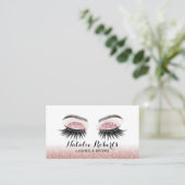 Glam Rose Gold Lashes Visitenkarte (Stehend Vorderseite)
