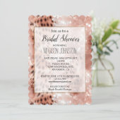 Glam Rose Gold Leopard Brautparty Einladung (Stehend Vorderseite)