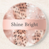 Glam Rose Gold Leopard Getränkeuntersetzer (Vorne)