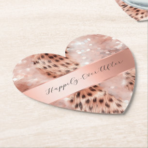 Glam Rose Gold Leopard Hochzeit Untersetzer