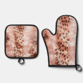 Glam Rose Gold Leopard Ofenhandschuh & Topflappen-Set (Vorderseite)