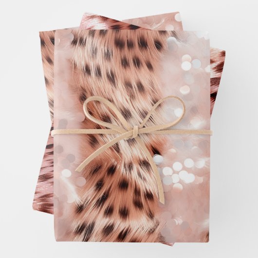 Glam Rose Gold Leopard Wedding Geschenkpapier Set (Beispiel)