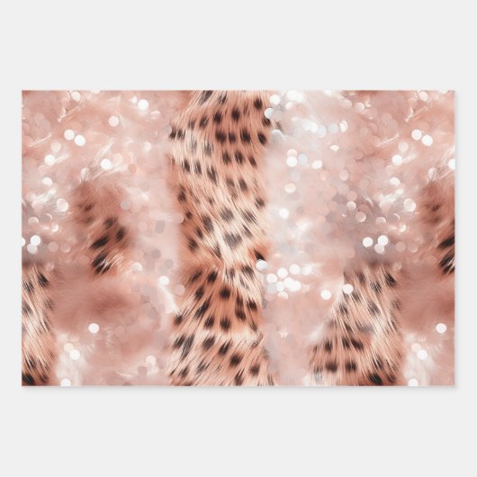 Glam Rose Gold Leopard Wedding Geschenkpapier Set (Vorderseite)