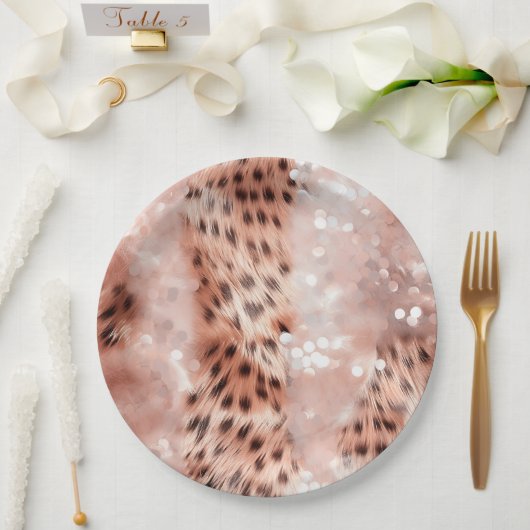 Glam Rose Gold Leopard Wedding Pappteller (Hochzeit)
