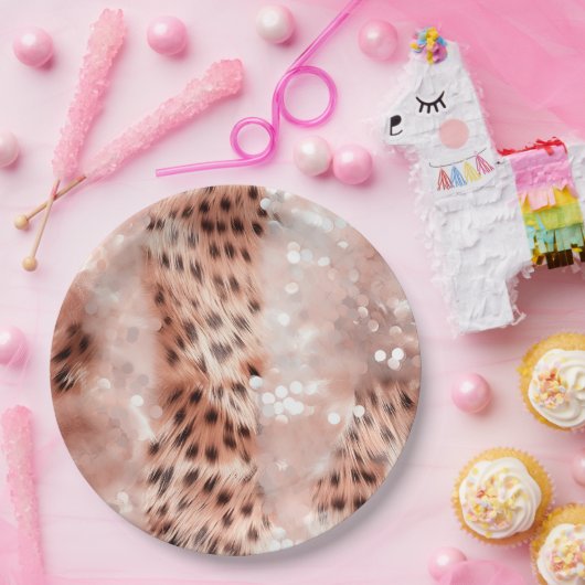 Glam Rose Gold Leopard Wedding Pappteller (Party)