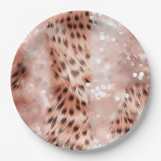 Glam Rose Gold Leopard Wedding Pappteller (Vorderseite)