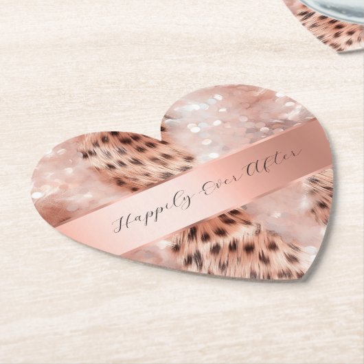 Glam Rose Gold Leopard Wedding Untersetzer (angewinkelt)