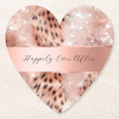 Glam Rose Gold Leopard Wedding Untersetzer (Vorderseite)