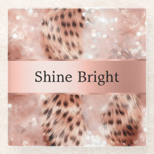 Glam Rose Gold Leopard Weihnachten Glasuntersetzer