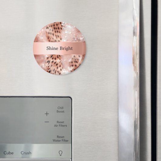 Glam Rose Gold Leopard Weihnachten Magnet (In Situ (Kühlschrank))