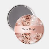 Glam Rose Gold Leopard Weihnachten Magnet (Vorderseite/Rückseite)