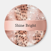 Glam Rose Gold Leopard Weihnachten Magnet (Vorne)