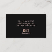 Glam Rose Gold Lips Schlichte Schwarze Künste Visitenkarte (Rückseite)