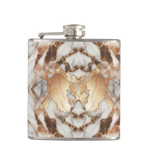 Glam Rose Gold Luxuriös Trendig Marmor Flachmann